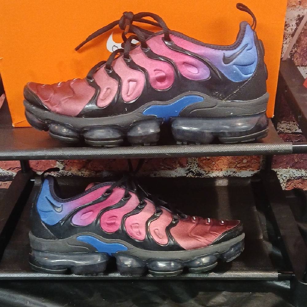 Nike VaporMax Plus in Black, Pink, and Blue
